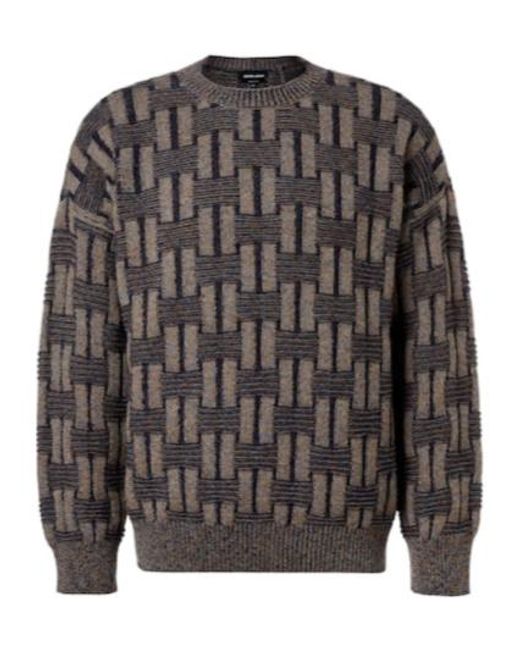 Giorgio Armani Gray Crew Neck Knit Sweater for men