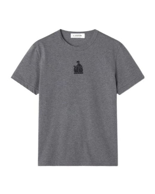 Lanvin Gray Mother And Daughter Embroidered Jersey T-Shirt