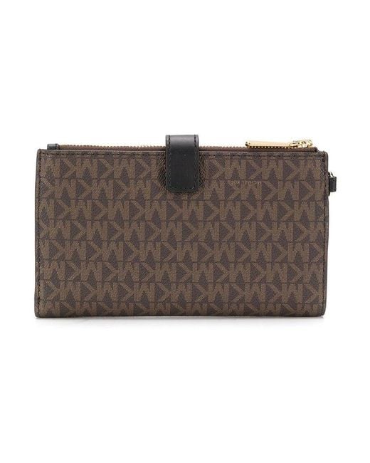 Michael Kors Brown Adele Monogram Clutch Bag