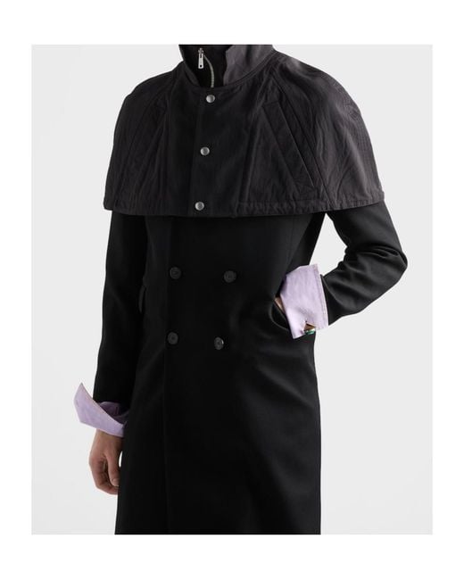 Prada Black Hooded Short Cape for men