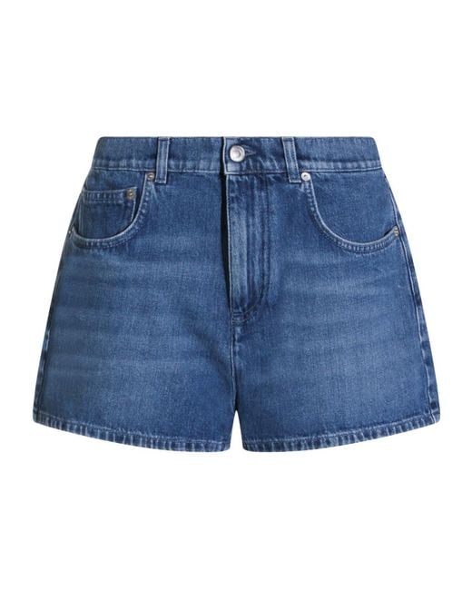 Moschino Blue Denim Shorts With Belt Loops