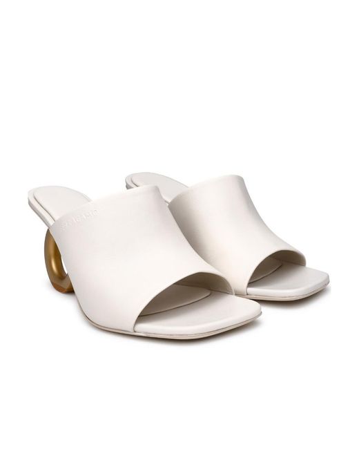 Ferragamo White Square High-Heeled Sandals