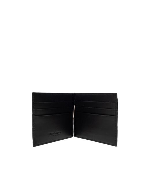 Bottega Veneta Black Intrecciato Bi-Fold Card Holder for men