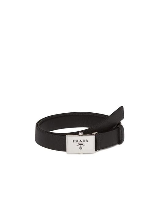 Prada White Saffiano Leather Belt