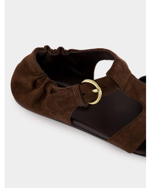 Miu Miu Brown Round-Toe Flat Sandals