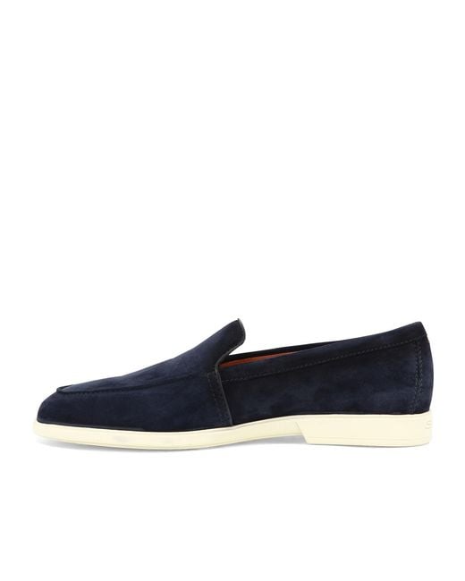 Santoni Blue Malibu Almond Toe Loafers for men