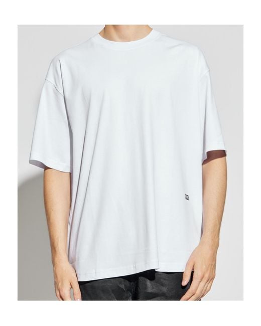 DIESEL White Logo Printed Crewneck T-Shirt for men