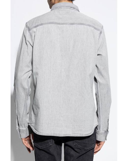 AllSaints Gray Signature Embroidered Casual Shirt for men