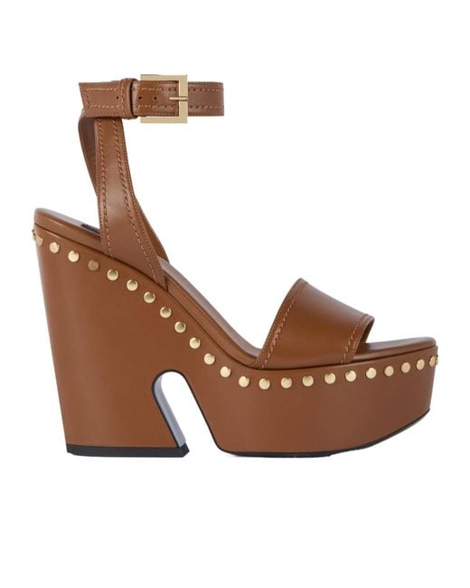 Givenchy Brown Studed Clog Platform Sandals