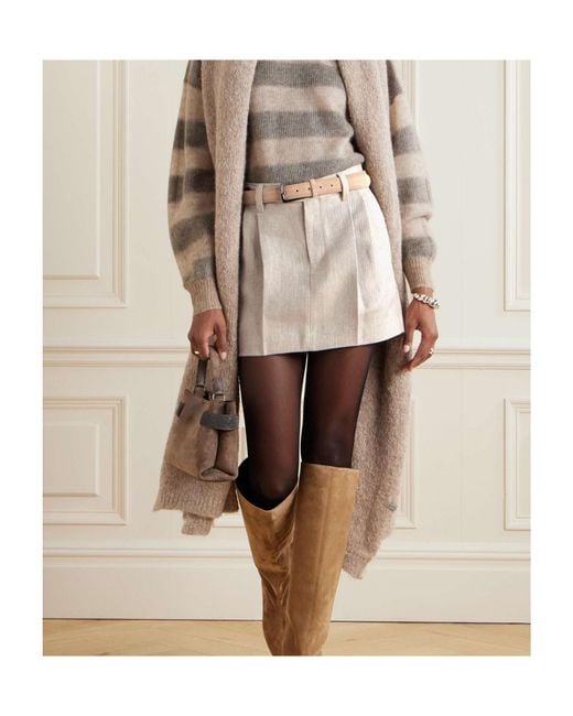 Brunello Cucinelli Natural Belt-Loop Skirt
