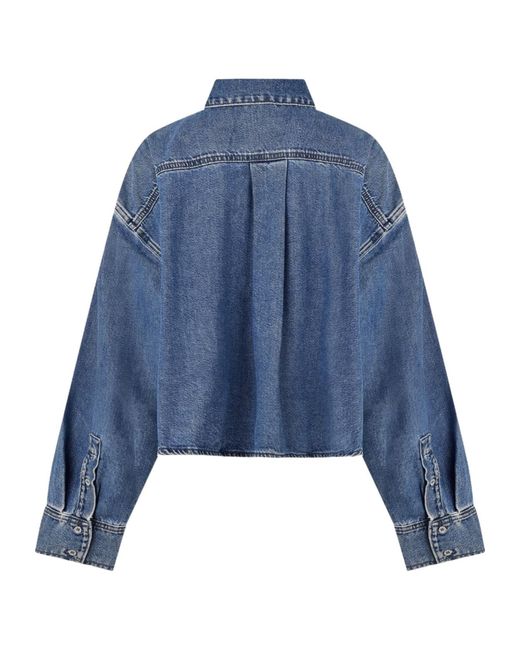 7 For All Mankind Blue Nina Long-Sleeve Denim Shirt