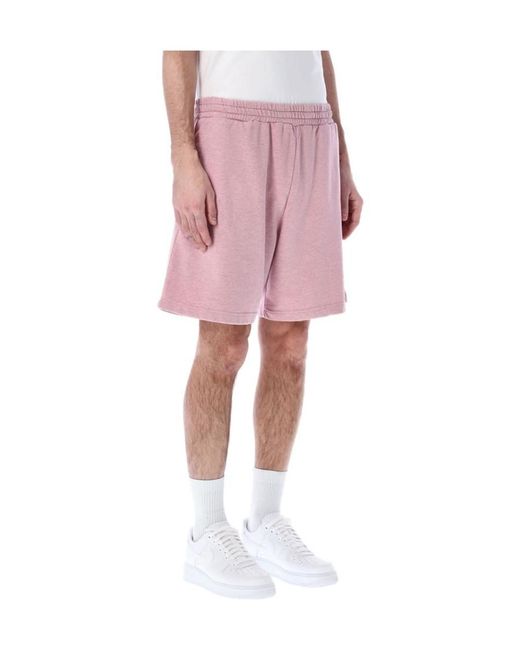 MSGM Pink Logo Embroidered Shorts for men