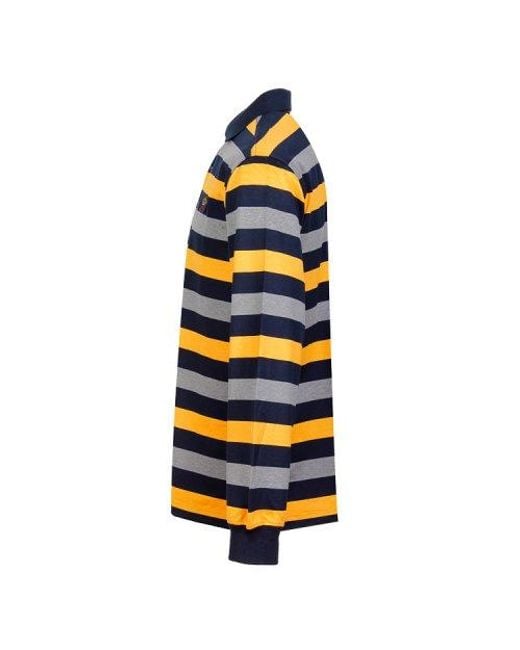 Paul & Shark Blue Striped Long-Sleeved Polo Shirt for men