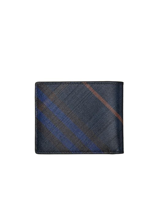 Burberry Blue Check Slim Bifold Wallet for men