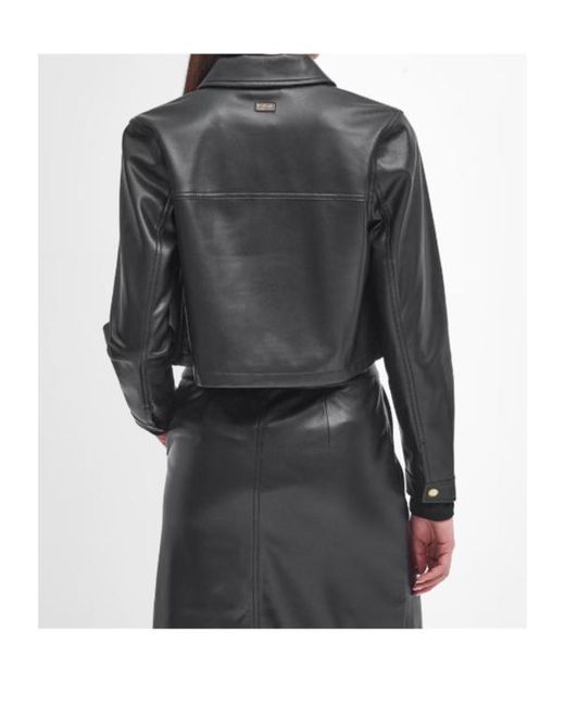 Barbour Black Aria Faux-Leather Jacket
