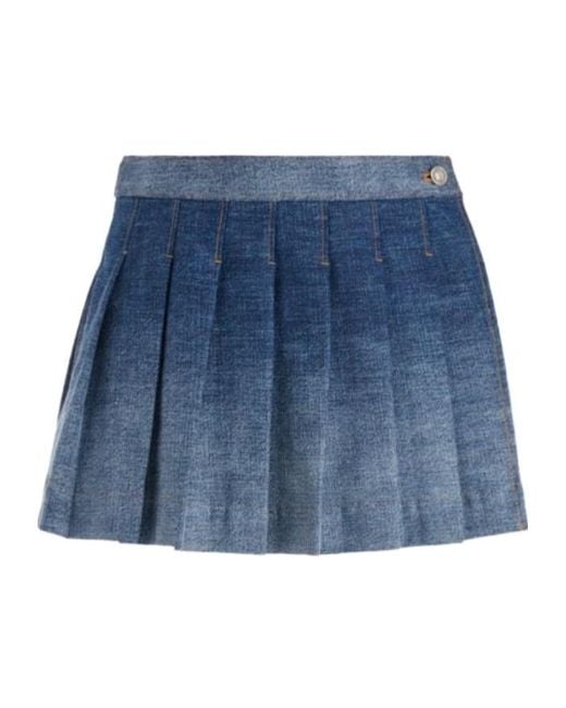 Dior Blue Pleated Detail Skirt