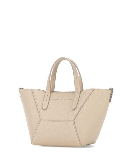 Brunello Cucinelli Natural Duo Mini Top Handle Bag