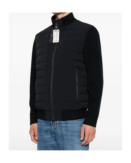 Emporio Armani Black Quilted Panel-Sleeve Jacket for men