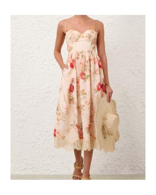 Zimmermann Pink Roselight Picnic Midi Dress