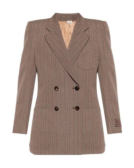 Gucci Brown Herringbone Double Breasted Blazer