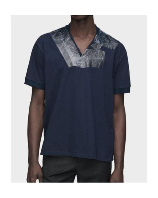 Maison Margiela Blue Taped V-Neck T-Shirt for men