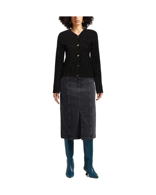 Ganni Black Long-Sleeved Knitted Cardigan