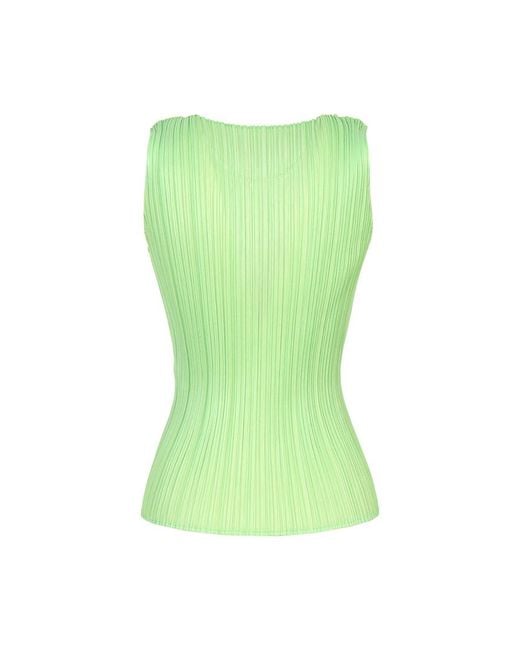 Issey Miyake Green Pleated Sleeveless Vest
