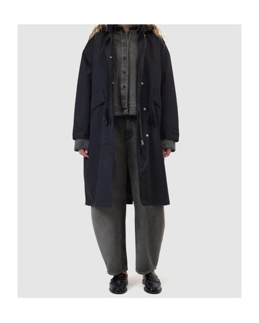 Closed Blue Hooded Parka