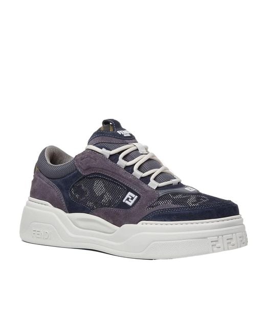 Fendi Blue Force Lace-Up Sneakers for men