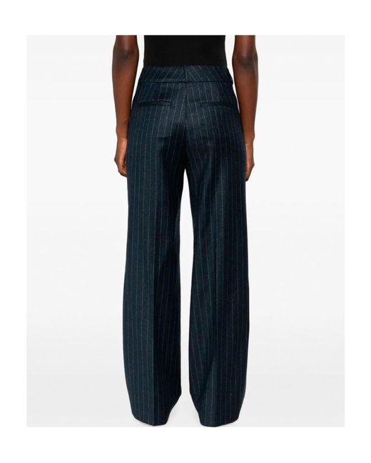 Peserico Blue Pinstripe-Pattern Trousers