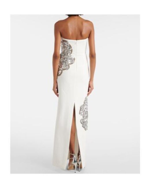 Rebecca Vallance White Layana Strapless Embellished Gown