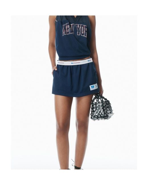 Alexander Wang Blue Deconstructed Athletic Mesh Skort