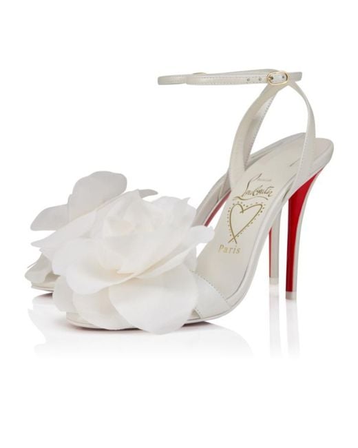 Christian Louboutin White Flower Ankle-Strap Sandals