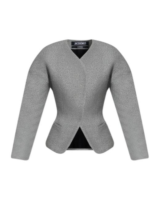 Jacquemus Gray Textured-Fabric Fitted Jacket