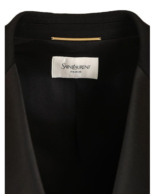 Saint Laurent Black Double-Breasted Long-Sleeved Jacket