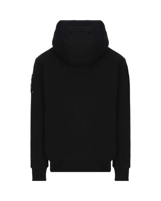 Moose Knuckles Black Logo-Plaque Drawstring Zipped Hoodie for men