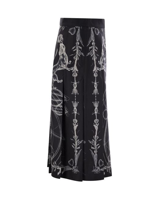 Fabiana Filippi Black Graphic Printed Pleated Midi Skirt