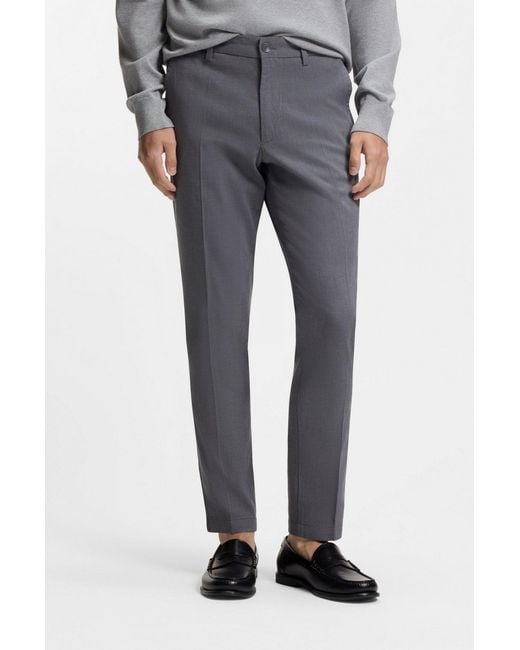 Boss Gray Pressed-Crease Tapered Trousers for men