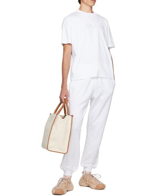 Lanvin Natural Logo Printed Top Handle Bag
