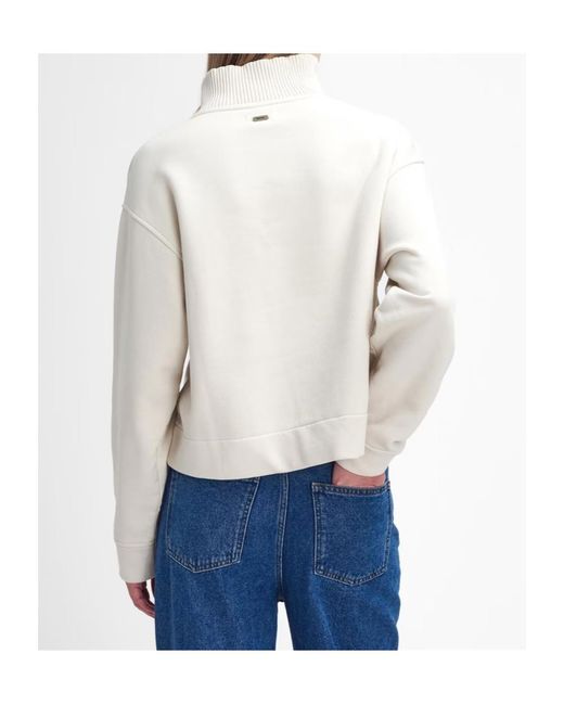 Barbour White Fleur Half-Zip Sweatshirt