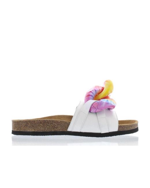J.W. Anderson White Chain Flat Slippers