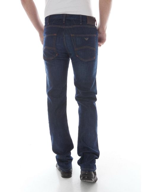 Armani Jeans Blue Logo Logo Denim Trousers for men