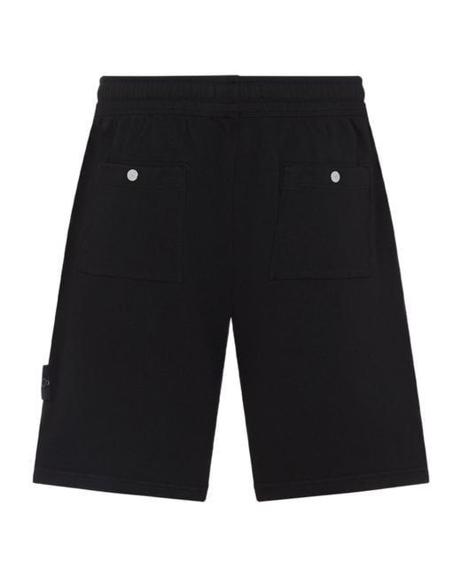Stone Island Black Logo-Patch Drawstring Shorts for men