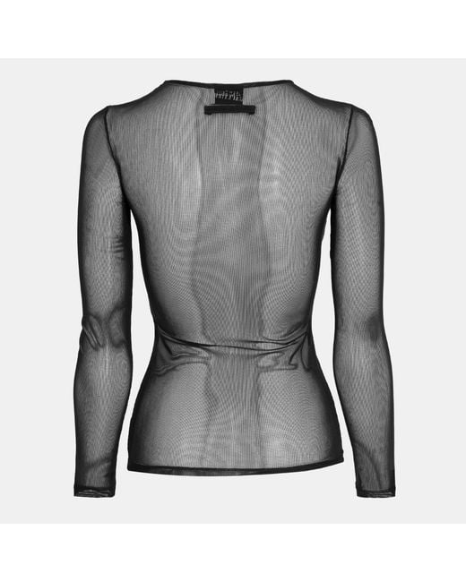 Jean Paul Gaultier Black Crew Neck Long Sleeve Blouse
