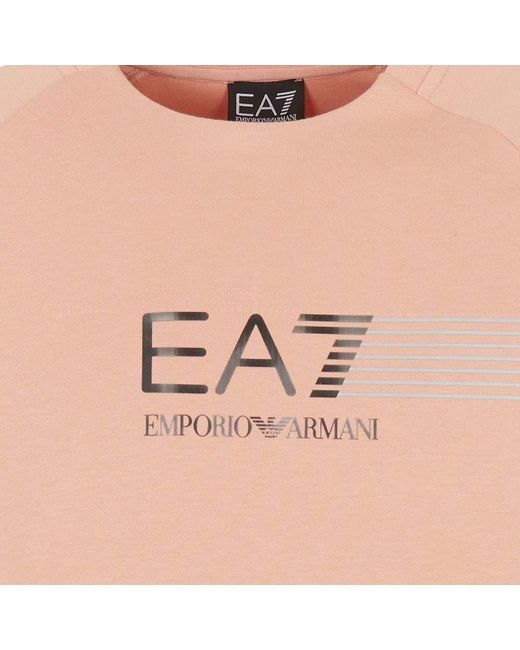 EA7 Pink Logo Printed Round Neck Sweater for men