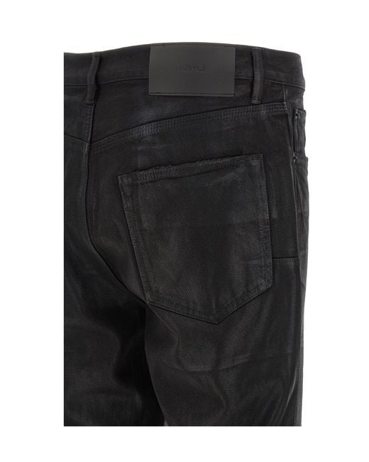 Purple Brand Black Distressed Foil Bootcut Jeans for men