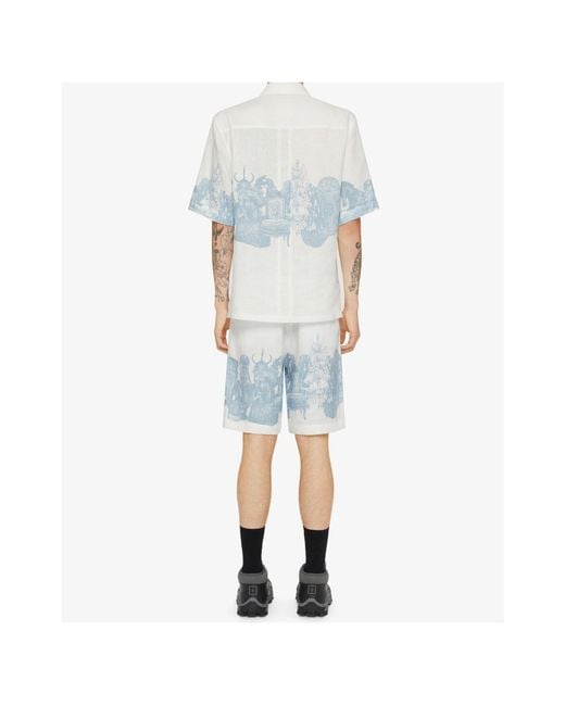 Givenchy Blue Graphic Printed Bermuda Shorts for men