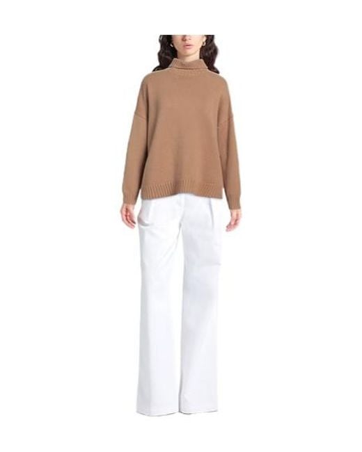 Max Mara Brown Solid Turtleneck Knit Top