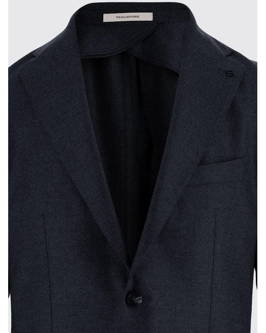 Tagliatore Blue Single-Breasted Patch-Pocket Blazer for men