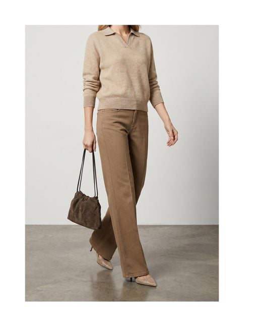 Brunello Cucinelli Brown Drawstring Logo Embossed Pouch